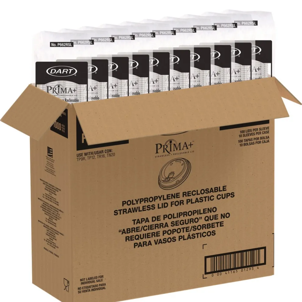 Dart Prima Strawless Plastic Lids Fits 9 oz. to 20 oz. Cold Cups - Clear (1000/Carton)