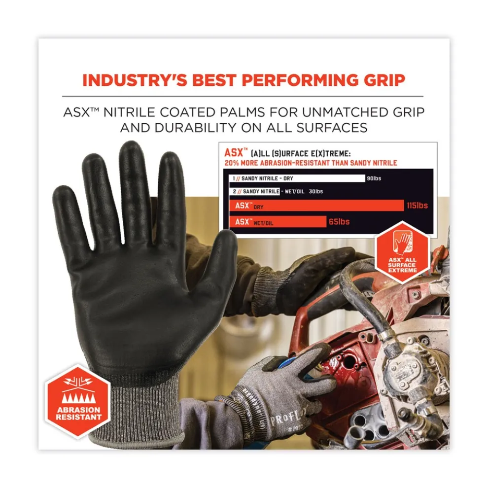 Ergodyne ProFlex 7072 ANSI A7 Nitrile-Coated CR Gloves, Gray, Medium, 12 Pairs/Pack