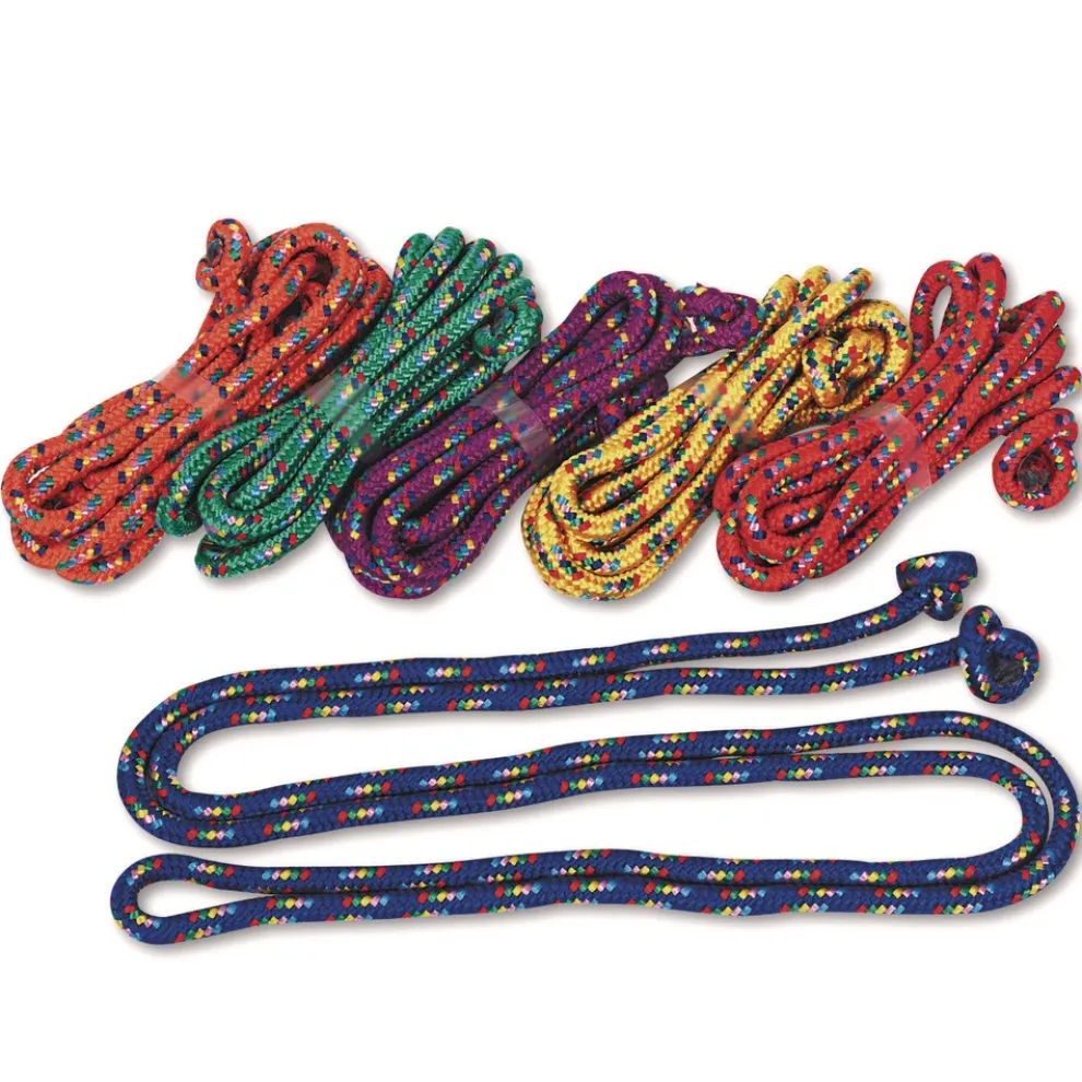 Champion Sports 8 ft. Braided Nylon Jump Ropes - Assorted (6/Set)